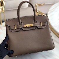 Market Sells Hermes original Epsom Leather HB35O grey&gold Metal