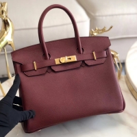 Good Taste Hermes original Epsom Leather HB35O Burgundy&gold Metal