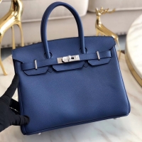 Inexpensive Hermes original Epsom Leather HB35O blue&silver Metal