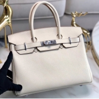 Super Quality Hermes original Epsom Leather HB35O cream&silver Metal