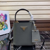 Top Quality Prada Panier small Original Saffiano Bag 1BA217 Gray