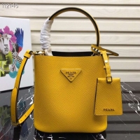 Duplicate Prada Panier small Original Saffiano Bag 1BA217 Yellow