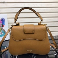 Durable Faux Prada Embleme Saffiano leather bag 1BN005 tan