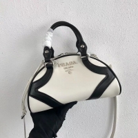 Cheapest Fashion Prada Calf skin tote 1BD071 white&black