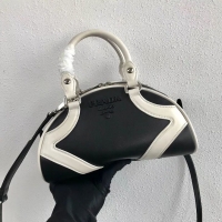 Imitation Wholesale Prada Calf skin tote 1BD071 black&white