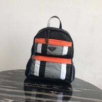 Reasonable Price Prada Printed technical fabric backpack 2VZ025 black&orange