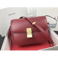 Inexpensive Celine Classic Box Flap Bag Original Calfskin Leather 3378 Red