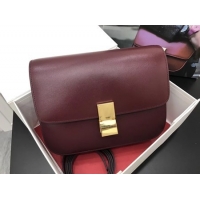 Discount Celine Classic Box Flap Bag Original Calfskin Leather 3378 Wine