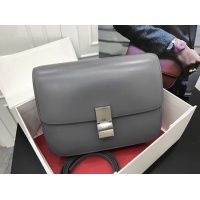 Top Quality Celine Classic Box Flap Bag Original Calfskin Leather 3378 Grey