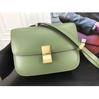 New Style Celine Classic Box Flap Bag Original Calfskin Leather 3378 Green