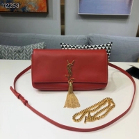 Low Cost Yves Saint Laurent Calfskin Leather Shoulder Bag 604276 red