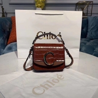 New Style Chloe Original Crocodile skin Leather Top Handle Small Bag 3S030 brown