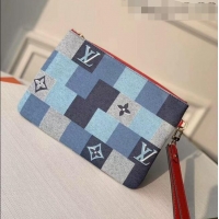 Good Quality Louis Vuitton Damier Monogram Denim Canvas City Pouch M68761 Blue/Red