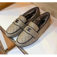 Super Chanel Quilted Lambskin and Wool Flat Loafers Gray 2019 (SIYA-9102440 )