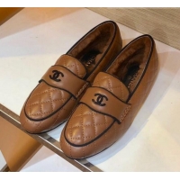 Youthful Chanel Quilted Lambskin and Wool Flat Loafers Brown 2019 (SIYA-9102441 )