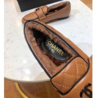 Youthful Chanel Quilted Lambskin and Wool Flat Loafers Brown 2019 (SIYA-9102441 )