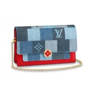 New Style Louis vuitton Monogram Denim Canvas original FLORE Denim Chain bag M69036