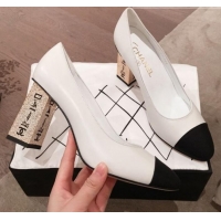 Good Quality Chanel Lambskin Metal High-Heel Pumps G34905 White 2019