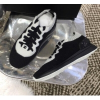 Top Quality Chanel Knit Sneakers G35199 Black 2019