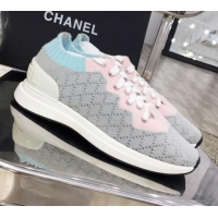 Popular Quality Chanel Knit Sneakers G35199 Gray 2019