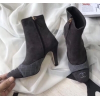 Super Quality Chanel Suede and Quilted Leather Heel Short Boots Gray 2019 (MD-9110123 )