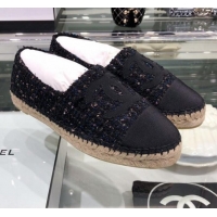 Top Sale Chanel Tweed Espadrilles G29762 Navy Blue/Black 2019