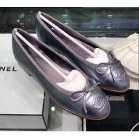 Classic Chanel Tweed and Patent Calfskin Ballerinas G02819 Silver 2019