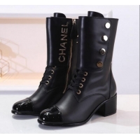 Grade Design Chanel Calfskin Buttons Short Boots G35229 Black 2019