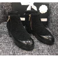 Good Quality Chanel Wool Fur Short Boots G35118 Black 2019 