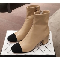 Discount Chanel Lambskin Short Boots G10652 Beige 2019