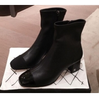 Imitation Chanel Lambskin Short Boots G10652 Black 2019