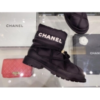 Low Cost Chanel Down Feather Lambskin Fur Quilted Strap Short Boots G35342 Black 2019 