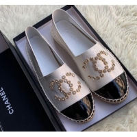 Top Quality Chanel Patent Leather Crystal CC Espadrilles G20301 White 2019