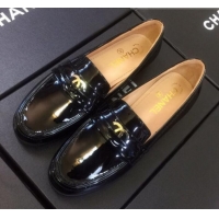 Unique Grade Chanel Patent Calfskin Flat Loafers G35110 Black 2020