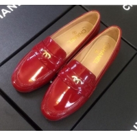 Discount Chanel Patent Calfskin Flat Loafers G35110 Red 2020