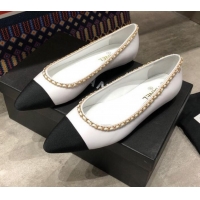 Grade Design Chanel Calfskin Chain Ballerinas G35389 White 2019