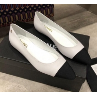 Top Grade Chanel Calfskin Flat Ballerinas G35389 White 2019