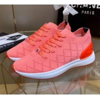 Top Quality Chanel Quilted Knit Fabric Sneakers G35549 Orange 2020