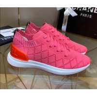 Good Looking Chanel Quilted Knit Fabric Sneakers G35549 Dark Pink 2020