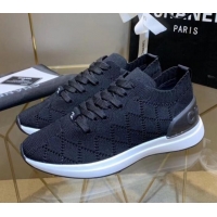 Best Product Chanel Quilted Knit Fabric Sneakers G35549 Black 2020