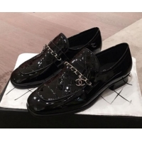 Best Luxury Chanel Patent Leather Loafers G34827 Black 2019