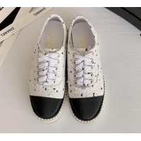 New Style Chanel Pearl Fabric Sneakers G23128 White 2020 