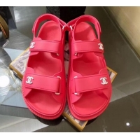 Expensive Chanel Strap Flat Sandals G11616 Red 2020