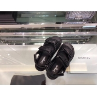 Grade Quality Chanel Quilted Strap Flat Sandals G3445 Black 2020