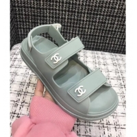 Top Grade Chanel Strap Flat Sandals G3445 Green 2020