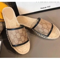 Pretty Style Gucci GG Canvas Espadrilles Slide Sandals G71619 Coffee