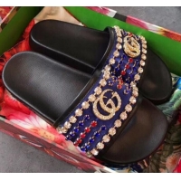 Purchase Gucci GG Canvas Espadrilles Slide Sandals G71626 Blue