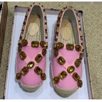 New Design Gucci Canvas Espadrille with Crystals Band 5573025 Pink 2019