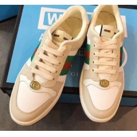 Luxury Gucci Screener Leather Sneaker 577684 White/Light Grey