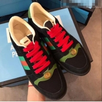 Discount Gucci Screener Leather Sneaker 577684 Black